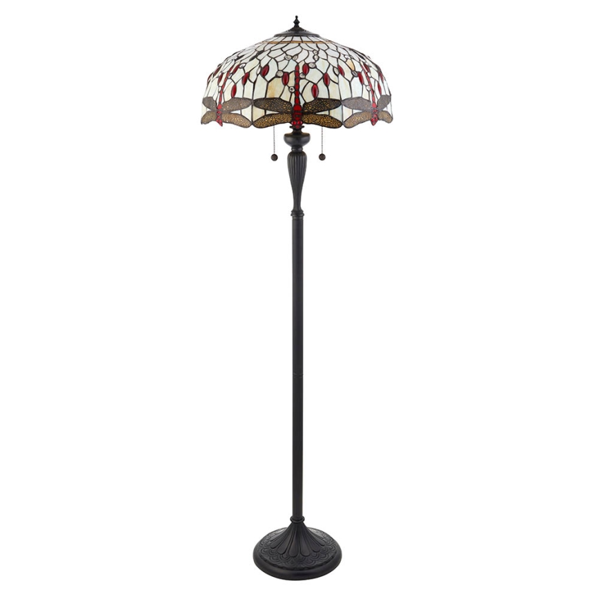 Endon 70940 - Stojacia lampa Tiffany DRAGONFLY 2×E27/60W/230V, priemer 50 cm