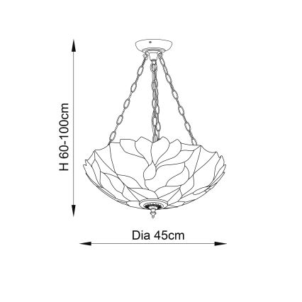 Endon 70946 - Luster na retiazke Tiffany BOTANICA 3xE27/60W/230V priemer 45 cm