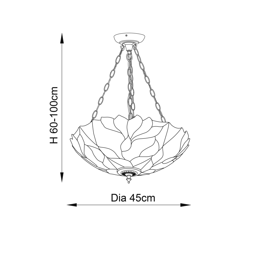 Endon 70946 - Luster na retiazke Tiffany BOTANICA 3xE27/60W/230V priemer 45 cm