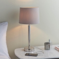 Endon 72175 - Stolná lampa s USB portom SYON 1xE14/40W/230V lesklý chróm/béžová