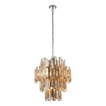 Endon 72744 - Krištáľový luster na reťazi VIVIANA 12xE14/40W/230V lesklý chróm/dymová