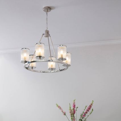 Endon 74128 - Luster na reťazi EASTON 6xE14/6W/230V lesklý chróm