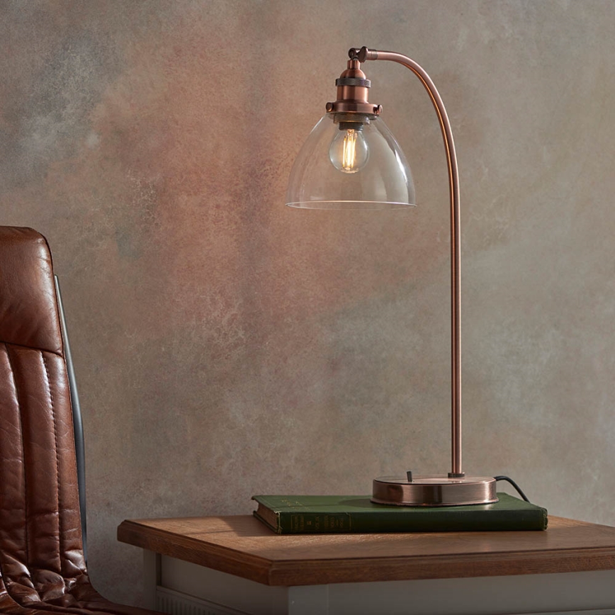 Endon 77861 - Stolná lampa HANSEN 1xE27/40W/230V medená