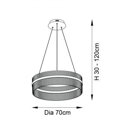 Endon 81908 - LED stmievateľný luster na lane ADRIEL LED/58W/230V 3000K pr. 70 cm zlatá/číra
