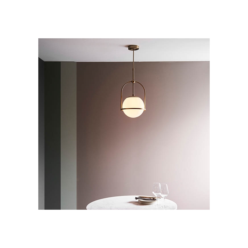 Endon 90844 - Luster na tyči ONTARIO 1xE27/10W/230V mosadz