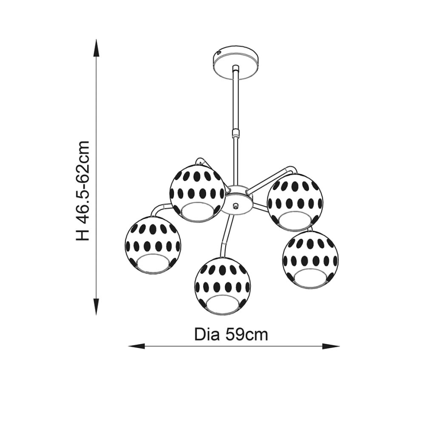 Endon 91969 - Luster na tyči DIMPLE 5xE14/25W/230V zlatý