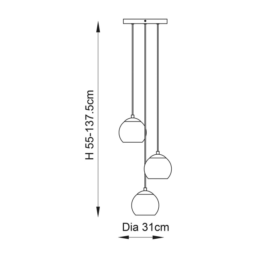 Endon 91971 - Luster na lanku DIMPLE 3xE14/25W/230V zlatá/dymovo-béžová