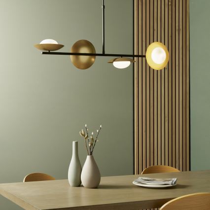Endon 92036 - Závesný luster na lanku RUFFLE 4xG9/3W/230V mosadz/čierna