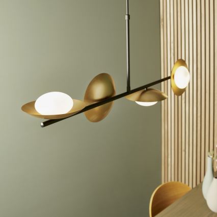 Endon 92036 - Závesný luster na lanku RUFFLE 4xG9/3W/230V mosadz/čierna