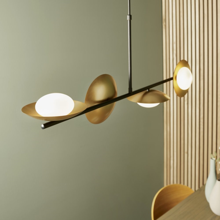 Endon 92036 - Závesný luster na lanku RUFFLE 4xG9/3W/230V mosadz/čierna