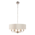 Endon 94357 - Závesný luster na reťazi HIGHCLERE 6xE14/40W/230V, priemer 55 cm, béžový/matný chróm