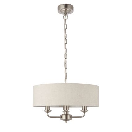 Endon 94361 - Luster na reťazi HIGHCLERE 3xE14/40W/230V béžová/matný chróm