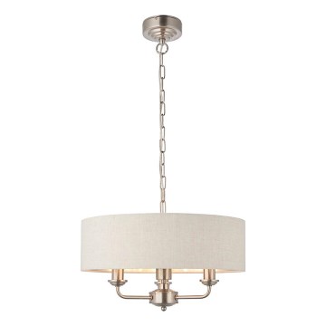 Endon 94361 - Luster na reťazi HIGHCLERE 3xE14/40W/230V béžová/matný chróm pr. 45 cm