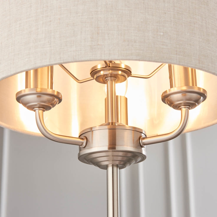 Endon 94369 - Stolná lampa HIGHCLERE 3xE14/18W/230V béžová/matný chróm