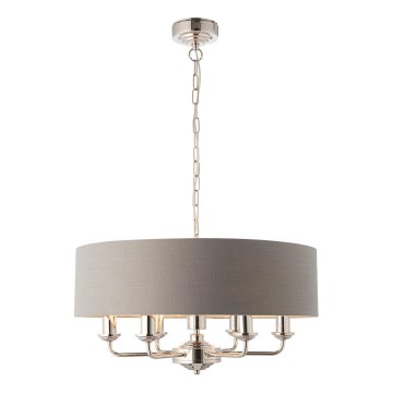 Endon 94373 - Luster na reťazi HIGHCLERE 6xE14/40W/230V šedá/lesklý chróm pr. 35 cm