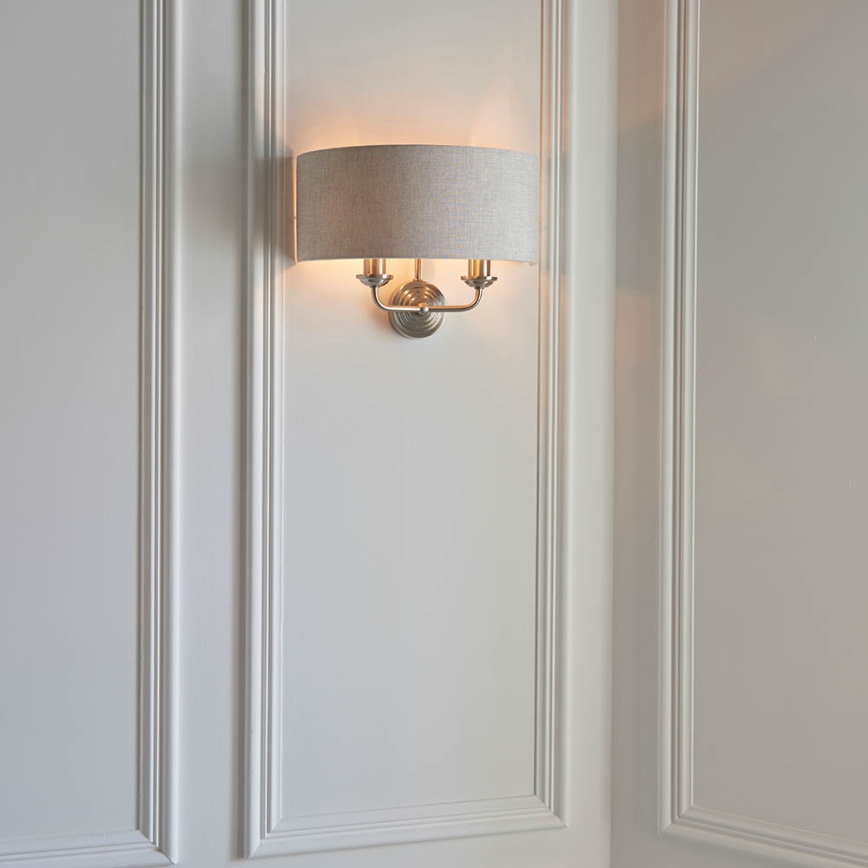 Endon 94403 - Nástenné svietidlo HIGHCLERE 2xE14/40W/230V šedá/matný chróm