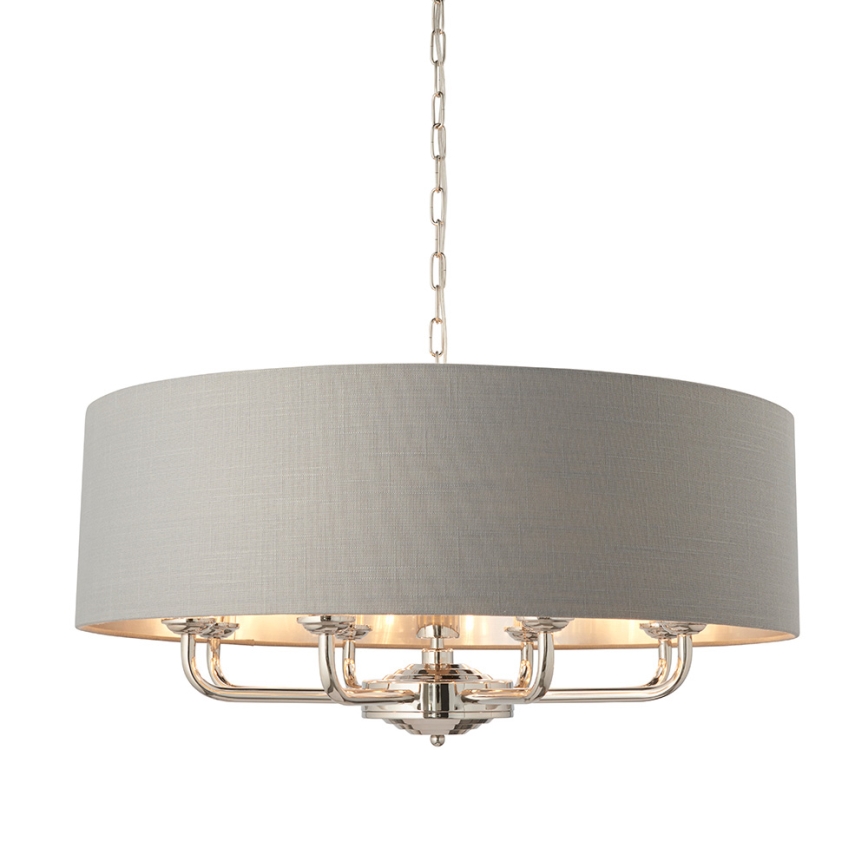 Endon 94415 - Luster na reťazi HIGHCLERE 8xE14/40W/230V šedá/lesklý chróm pr. 70 cm