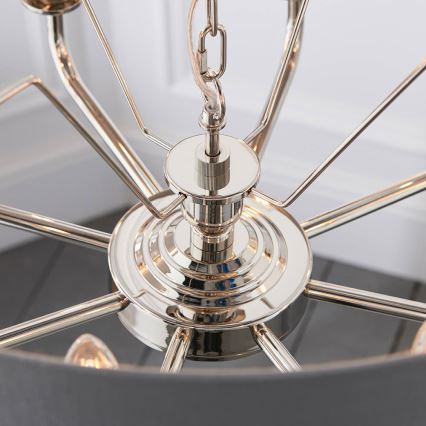 Endon 94415 - Luster na reťazi HIGHCLERE 8xE14/40W/230V šedá/lesklý chróm pr. 70 cm