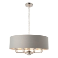 Endon 94415 - Luster na reťazi HIGHCLERE 8xE14/40W/230V šedá/lesklý chróm pr. 70 cm