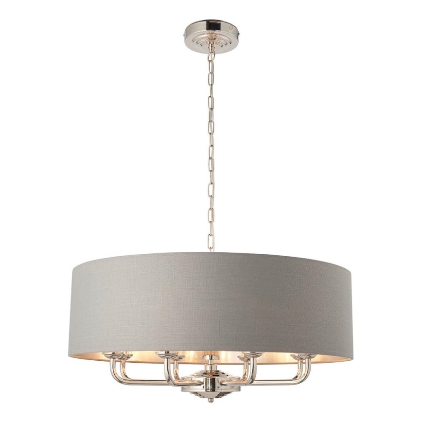 Endon 94415 - Luster na reťazi HIGHCLERE 8xE14/40W/230V šedá/lesklý chróm pr. 70 cm