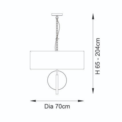 Endon 95215 - Luster na reťazi 5xE27/10W/230V pr. 70 cm sivý