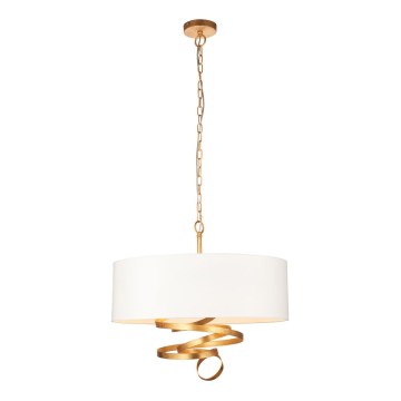 Endon 95268 - Závesný luster na reťazi, 3×E14/6W/230V, priemer 60 cm, biela/mosadz