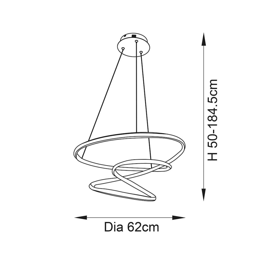 Endon 97632 - LED závesné svietidlo na lane DUNE LED/47,5W/230V 3000K čierne