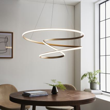 Endon 97639 - LED stmievateľný luster na lanku TWIRL LED/88W/230V 3000K zlatý