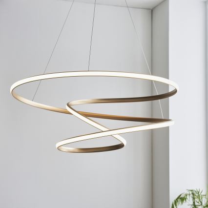 Endon 97639 - LED stmievateľný luster na lanku TWIRL LED/88W/230V 3000K zlatý
