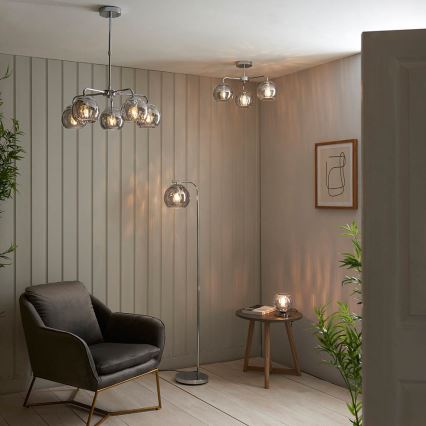 Endon 97971 - Prisadený luster DIMPLE 3xE14/25W/230V lesklý chróm/dymovo šedá