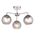 Endon 97971 - Prisadený luster DIMPLE 3xE14/7W/230V lesklý chróm/dymová sivá
