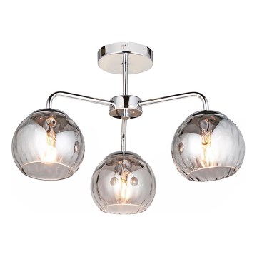 Endon 97971 - Prisadený luster DIMPLE 3xE14/7W/230V lesklý chróm/dymová sivá