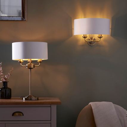 Endon 98932 - Stolná lampa HIGHCLERE 3xE14/18W/230V biela/mosadz pr. 32 cm