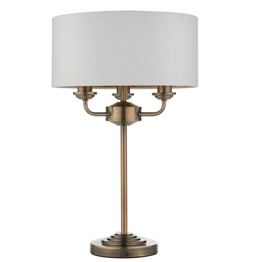 Endon 98932 - Stolná lampa HIGHCLERE 3xE14/18W/230V biela/mosadz pr. 32 cm