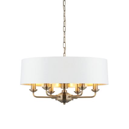 Endon 98933 - Luster na reťazi HIGHCLERE 6xE14/40W/230V biela/mosadz