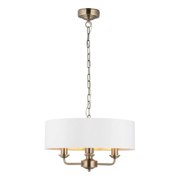 Endon 98934 - Luster na reťazi HIGHCLERE 3xE14/40W/230V biela/mosadz pr. 45 cm