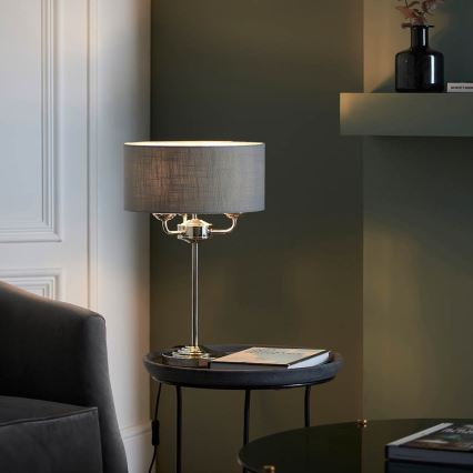 Endon 99149 - Stolná lampa HIGHCLERE 3xE14/18W/230V šedá/lesklý chróm pr. 32 cm
