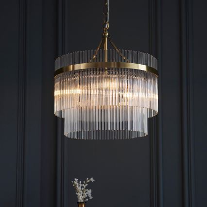 Endon 99167 - Luster na reťazi MARIETTA 3xE14/7W/230V mosadz/číra