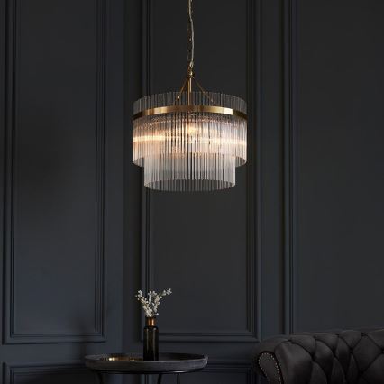 Endon 99167 - Luster na reťazi MARIETTA 3xE14/7W/230V mosadz/číra