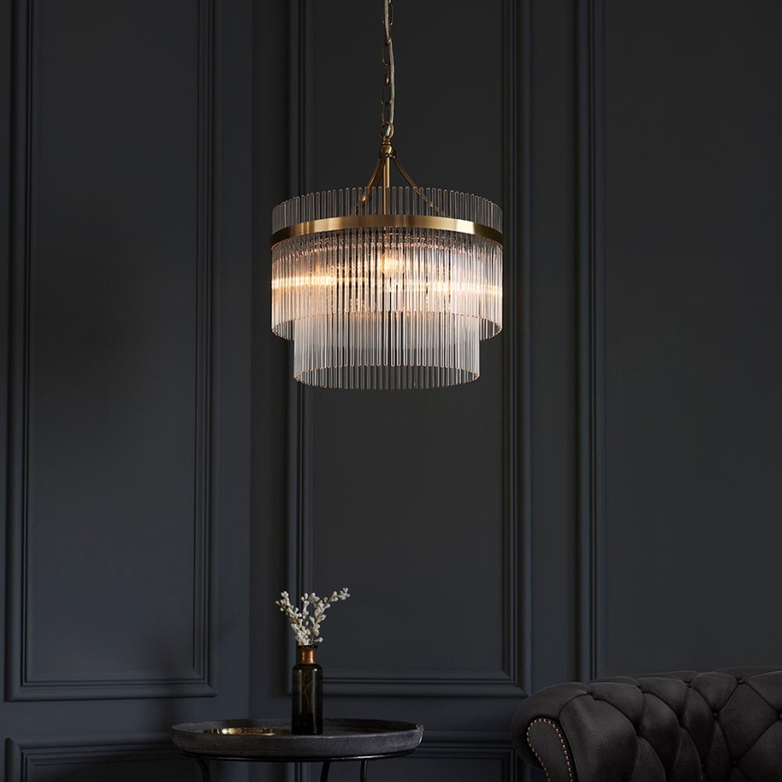 Endon 99167 - Luster na reťazi MARIETTA 3xE14/7W/230V mosadz/číra