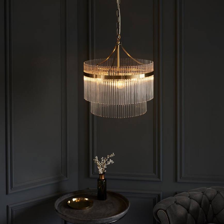 Endon 99167 - Luster na reťazi MARIETTA 3xE14/7W/230V mosadz/číra