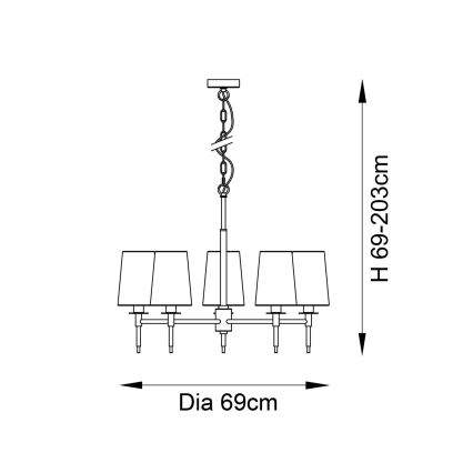 Endon 99457 - Luster na reťazi 5xE14/6W/230V lesklý chróm/biela