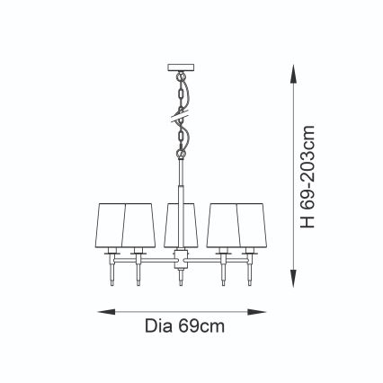 Endon 99458 - Závesný luster na reťazi 5xE14/6W/230V zlatá/biela