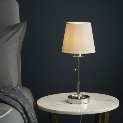 Endon 99596 - Stolná lampa 1xE27/10W/230V biela/lesklý chróm