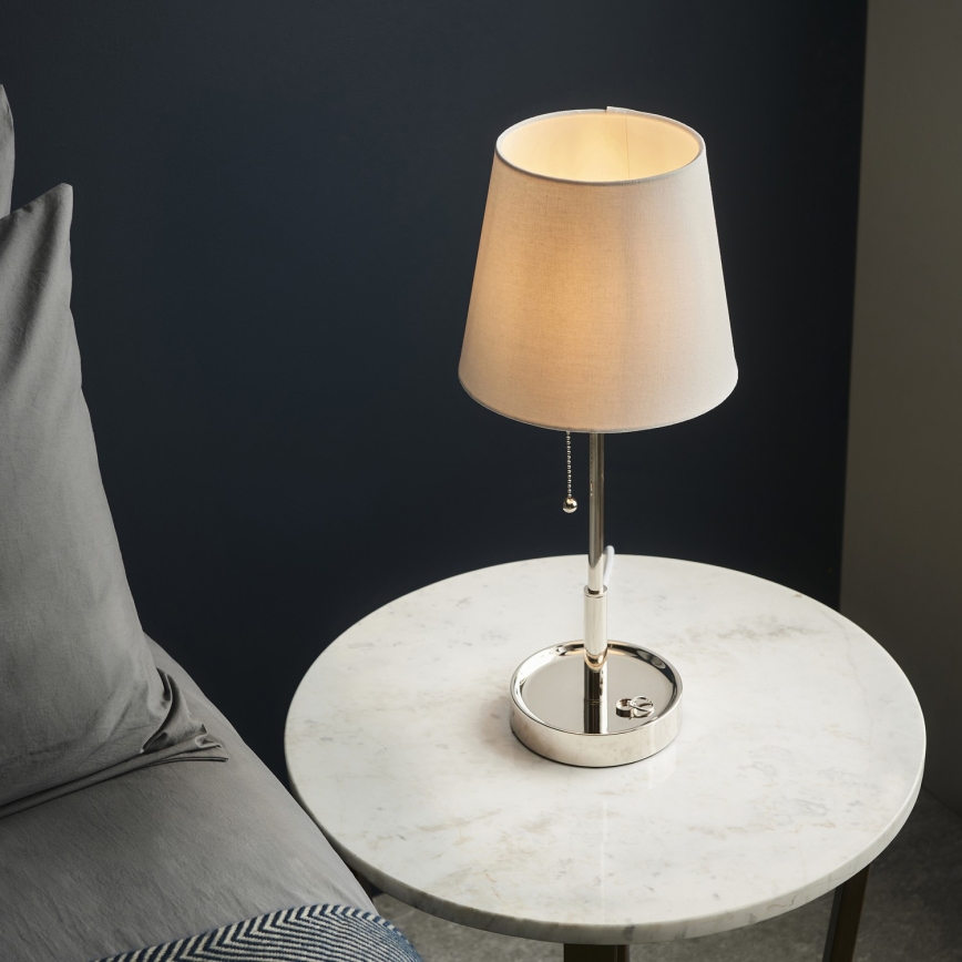 Endon 99596 - Stolná lampa 1xE27/10W/230V biela/lesklý chróm