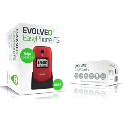 Evolveo - EasyPhone FS vyklápací mobilný telefón pre seniorov 2.8 červený