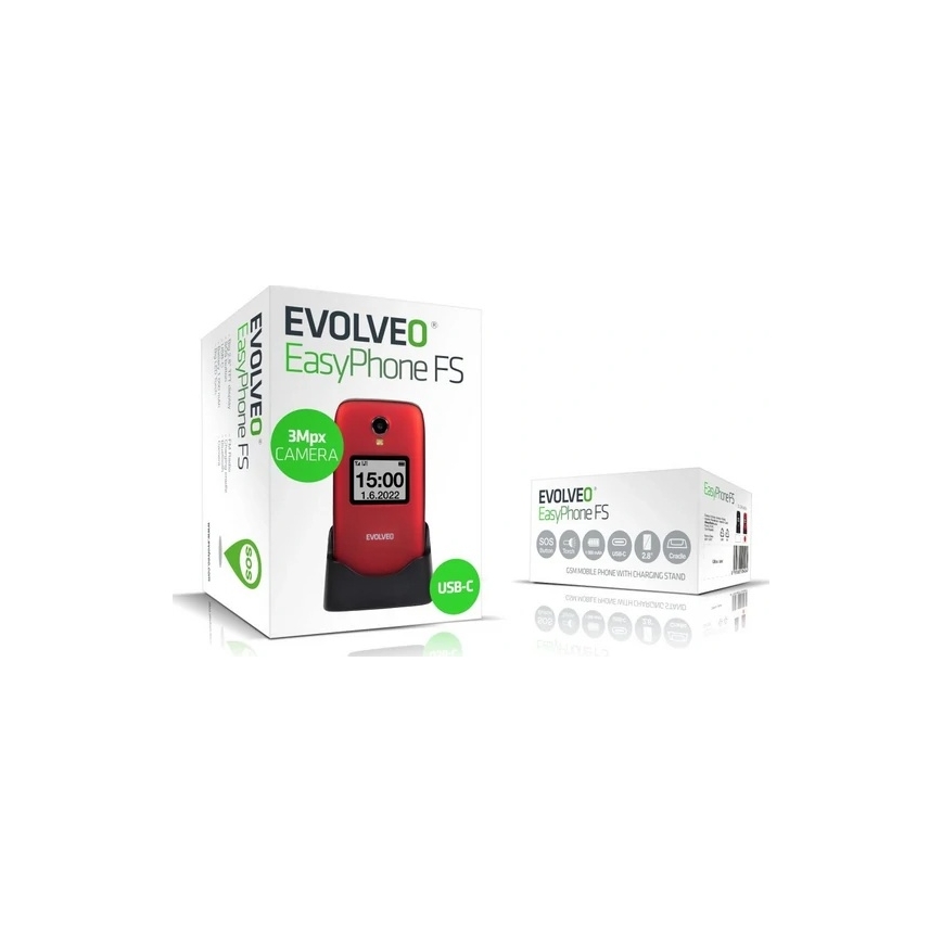 Evolveo - EasyPhone FS vyklápací mobilný telefón pre seniorov 2.8 červený