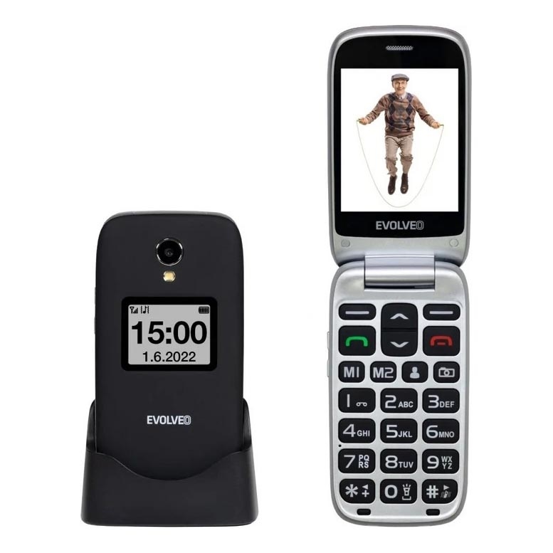Evolveo - EasyPhone FS vyklápací mobilný telefón pre seniorov 2.8 čierna