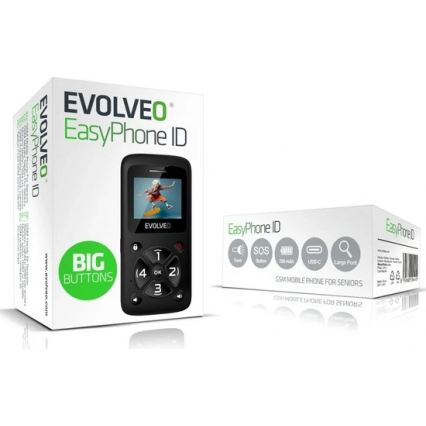 Evolveo - EasyPhone ID, mobilný telefón pre seniorov, čierna