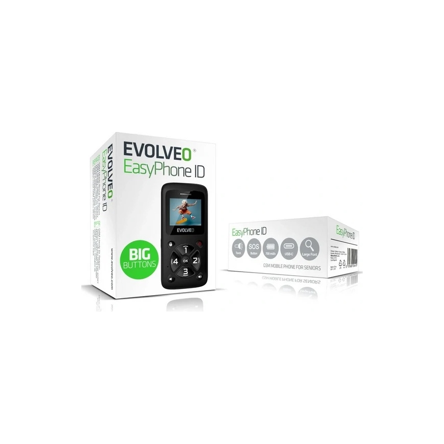 Evolveo - EasyPhone ID mobilný telefón pre seniorov čierny